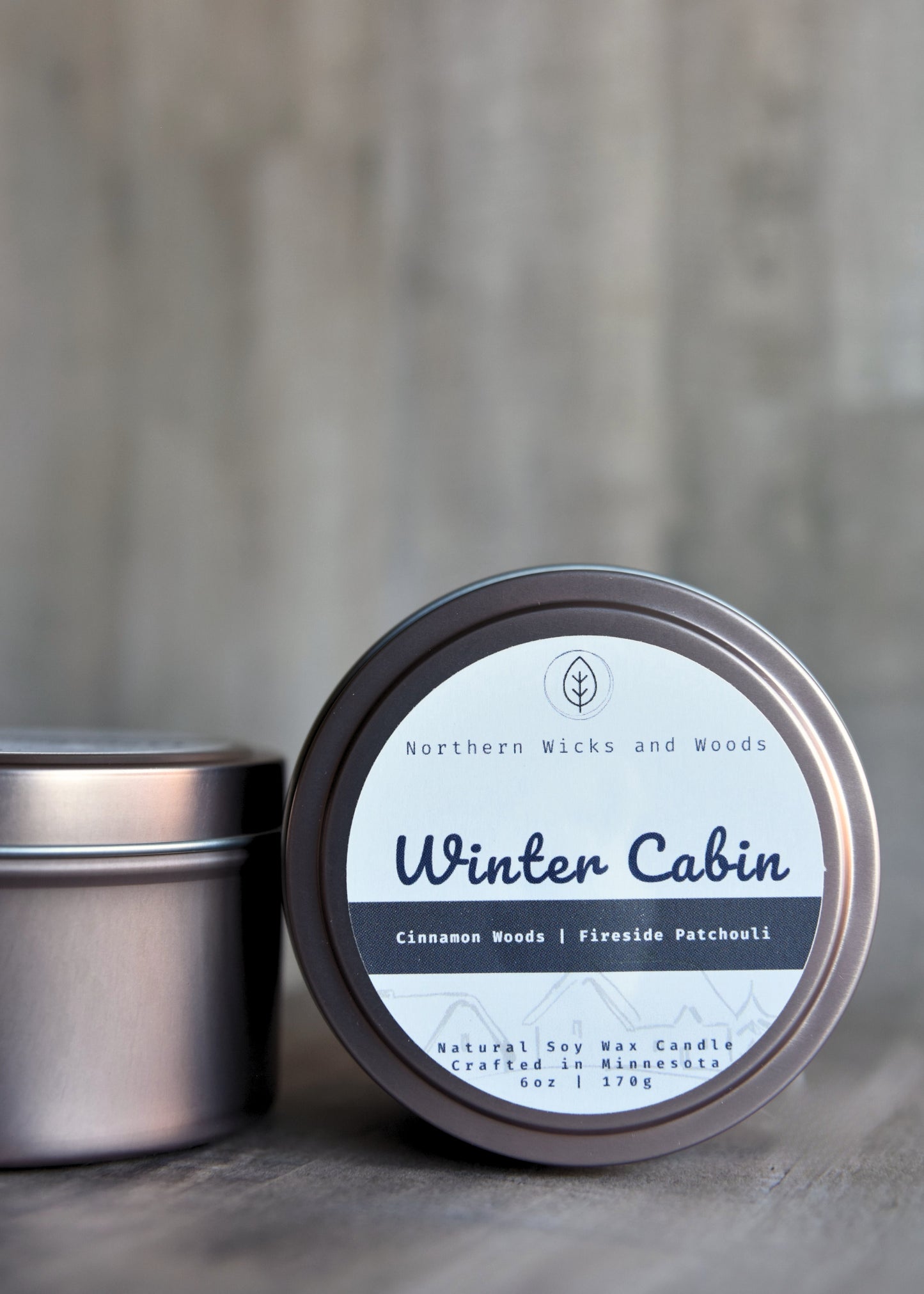 Winter Cabin Candle Tin