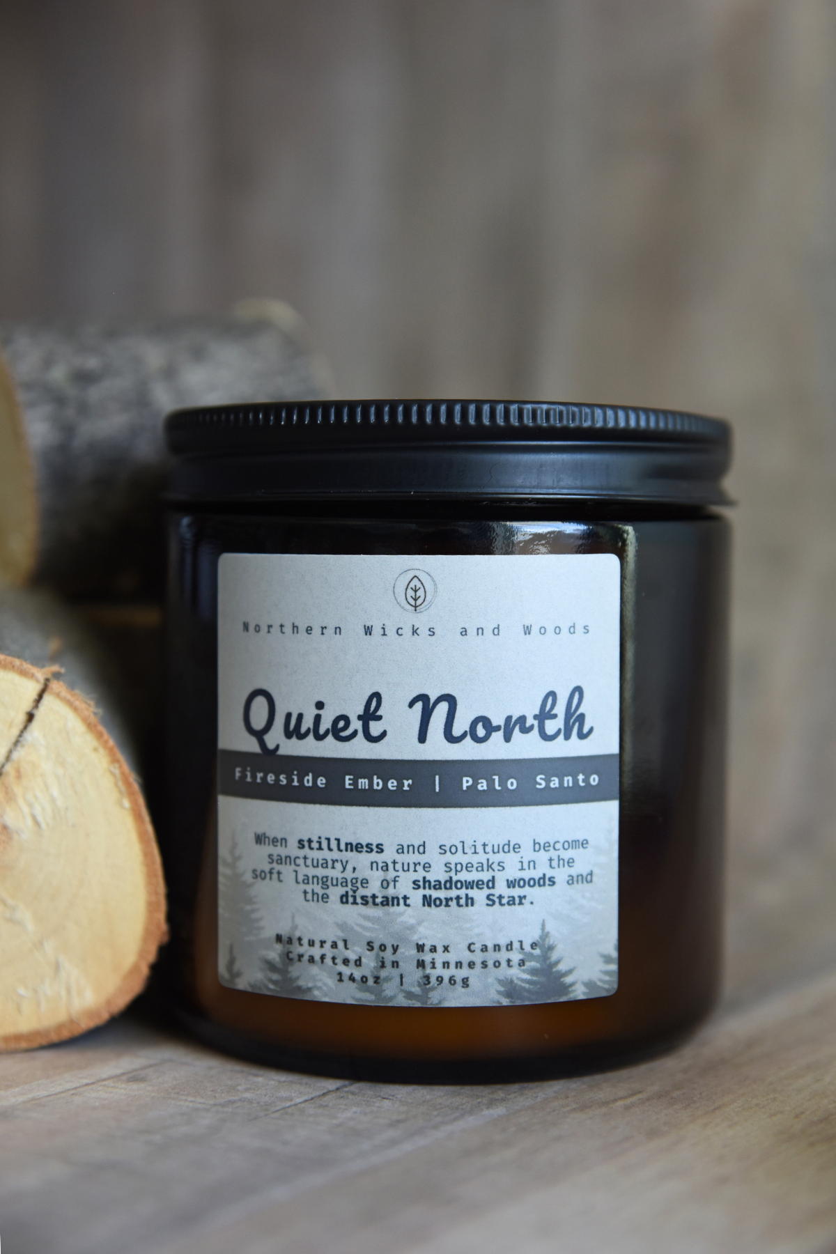 Quiet North: Fireside Ember and Palo Santo Candle