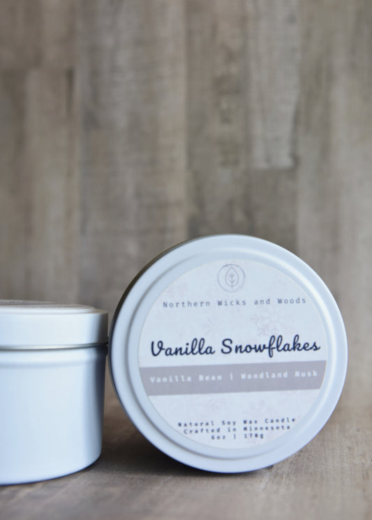 Vanilla Snowflakes Candle Tin