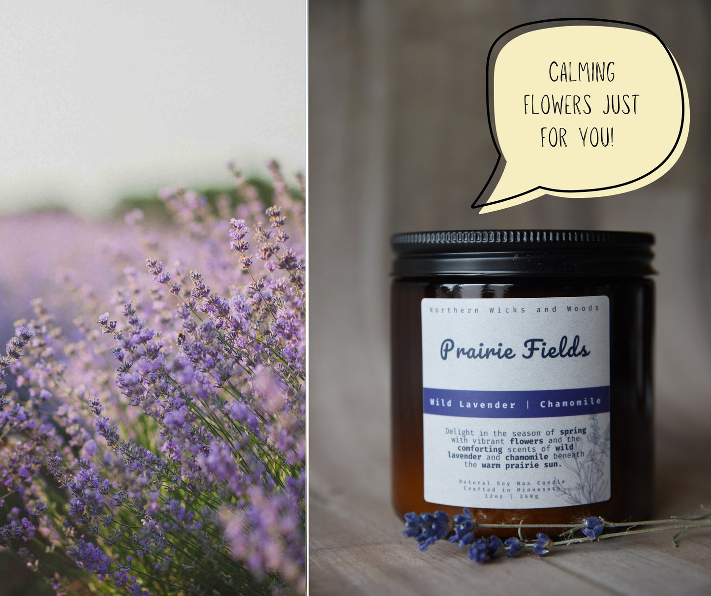 Prairie Fields : Wild Lavender and Chamomile Candle