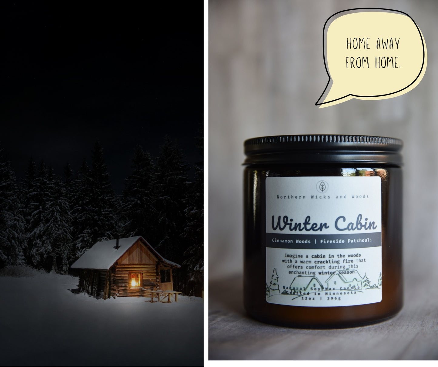 Winter Cabin : Cinnamon and Fireside Patchouli Candle