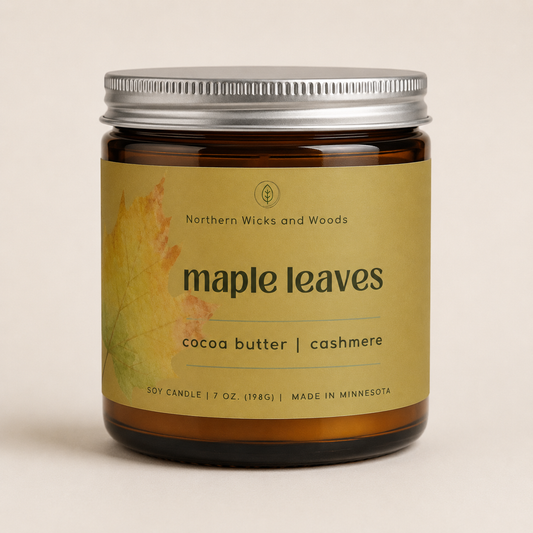 maple leaves candle: cocoa butter and cashmere
