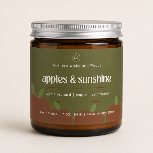 apples & sunshine candle: apple orchard, maple and cedar wood